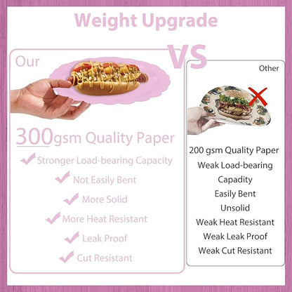 140 Pcs Pink Paper Plates and Napkins, Light Pink Party Supplies Include Scalloped Plates Napkins Cups Plastic Spoons Forks Knives for Baby Bridal Shower, Wedding, Birthday