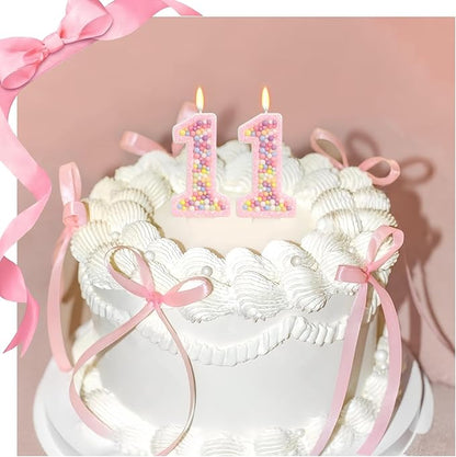 Pink Birthday Candles - Number 11 Candle, Colorful Macaron Candles, 11 Birthday Decorations for Girls, Sweet Cake Decorations, Sweet Theme Party Supplies (Pink)