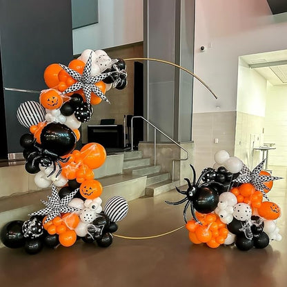 Halloween BOO Balloon Arch Garland Kit, Orange Black White Spooky Pumpkin Face Print Latex Balloons with Eyeball Spider Explosion Star Foil Balloon for Trick or Treat Scary Birthday Party Decorations