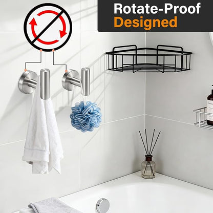Nolimas Bathroom Towel Hooks, SUS 304 Stainless Steel Coat Hook Round Clothes Towel Coat Robe Hook Cabinet Closet Door Sponges Holder for Bath Kitchen Garage Hotel,Wall Mounted, Brushed Nickel, 4Pack