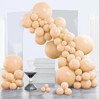 PartyWoo Nude Balloons 140pcs Different Sizes of 18 12 10 5 Inch Apricot Boho Fall Neutral Balloon Arch Kit Garland for Graduation Birthday Boy Baby Shower Theme Party Decorations Brown-F05