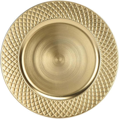 13" Charger Plates Set of 6, Antique Charger Plates Bulk Wedding, Round Dinner Chargers for Party, Birthday (Gold)