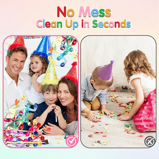 No Mess Confetti Poppers - 20PCS Hand Throw Streamers Popper for Party, Wedding, Graduation, Birthday | Colorful Paper Cannons for Indoor and Outdoor Celebrations (Colorful)