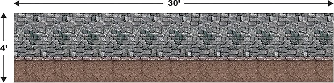 Beistle Stone & Dirt Floor Wall Backdrops, 4’ x 30’, Pack of 2 – Medieval Party Decorations, Medieval Decor Background, Easy to Adhere Wall Covering, Stone Backdrop, Halloween Party Decorations