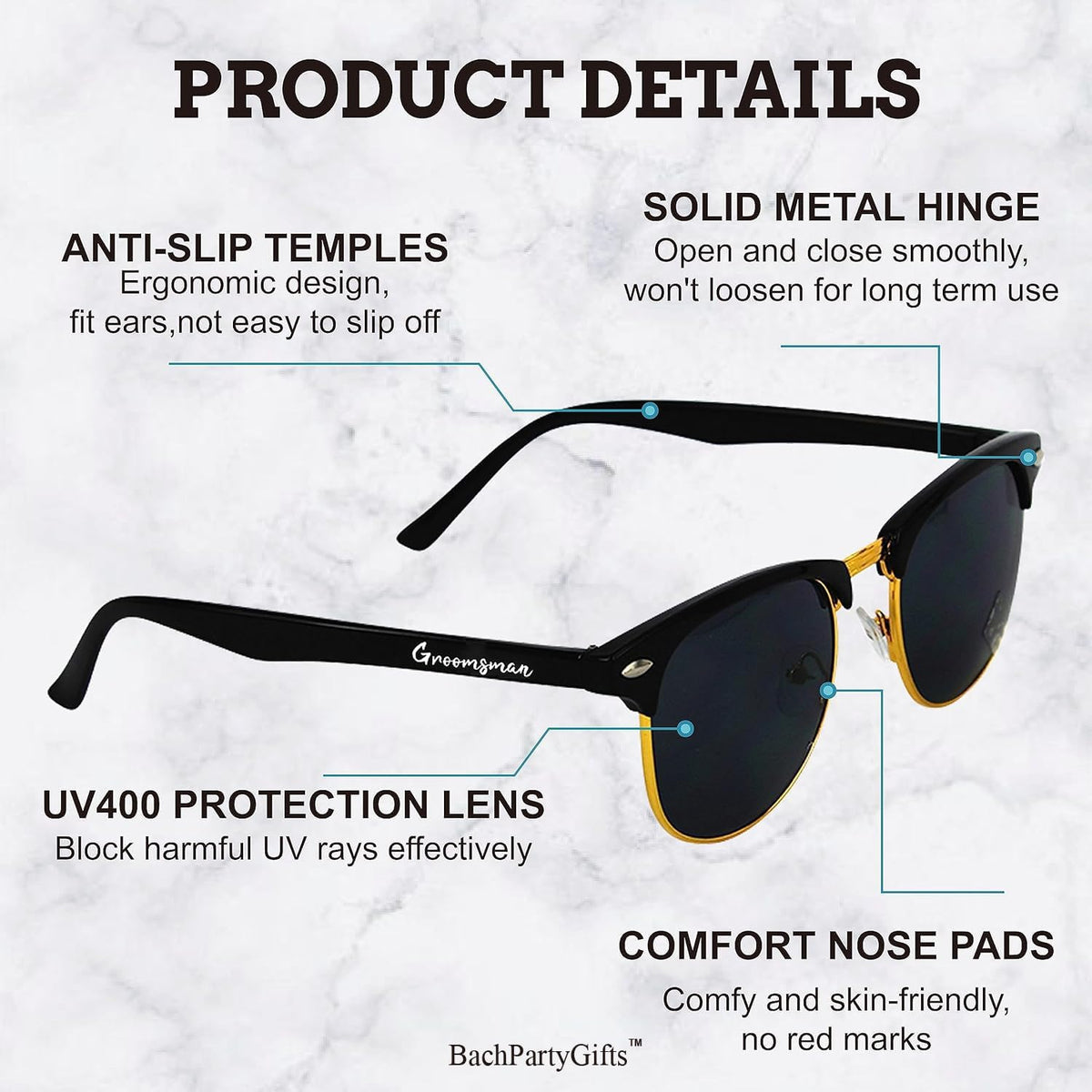 8 Pack Groomsmen Sunglasses for Men - Wedding Sunglasses Set for Groomsman Proposal Gifts, Bachelor Party Favors