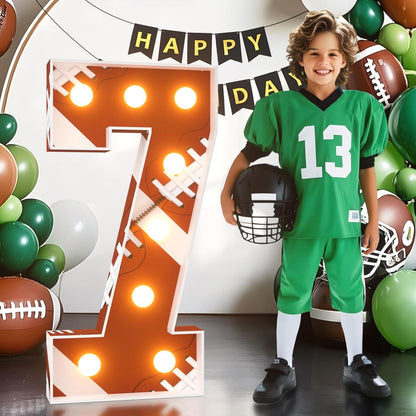 Football 7th-Birthday Decorations Marquee Numbers: Superbowl 3FT Large Light up Number Sign 7 Seven Year Down Swven Years Old Party Decoration Big Balloon Numbers Decor for Boys and Girls