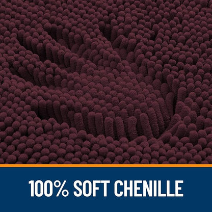OLANLY Bathroom Rugs 24x16, Extra Soft Absorbent Chenille Bath Rugs, Rubber Backing Quick Dry, Machine Washable Bath Mats for Bathroom Floor, Tub and Shower, Home Decor Accessories, Black Cherry