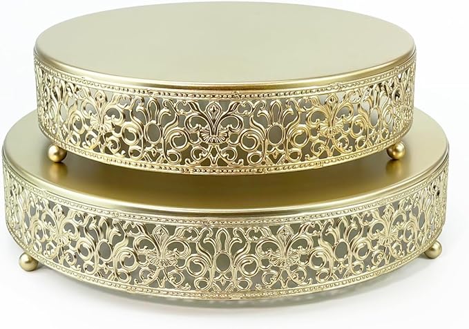 Cake Stand Set of 3 Metal Cupcake Stands Dessert Display Plate for Wedding Party Birthday (Metal, Gold)