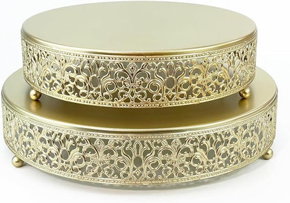 Cake Stand Set of 3 Metal Cupcake Stands Dessert Display Plate for Wedding Party Birthday (Metal, Gold)