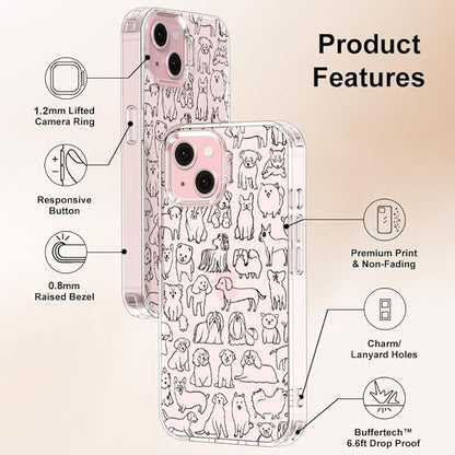 MOSNOVO Case for iPhone 15 Plus/iPhone 14 Plus, [Buffertech 6.6ft Military-Grade Drop Protection] [Anti Peel Off Tech] Clear TPU Bumper Phone Case Cover Design - Doodle Dog