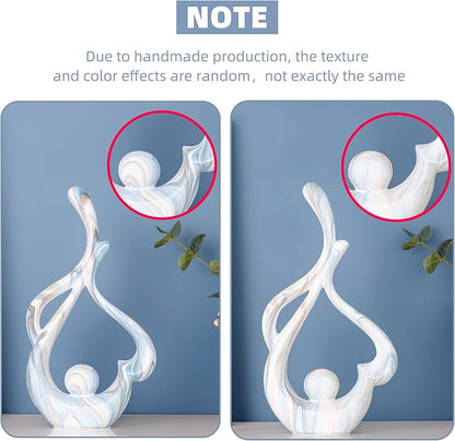 Blue Sculpture Home Decor, Dining Room Table Centerpiece, Ceramic Statue Table Decoration for Living Room, Abstract Sculpture Bookshelf tv Stand Entry Table Decor