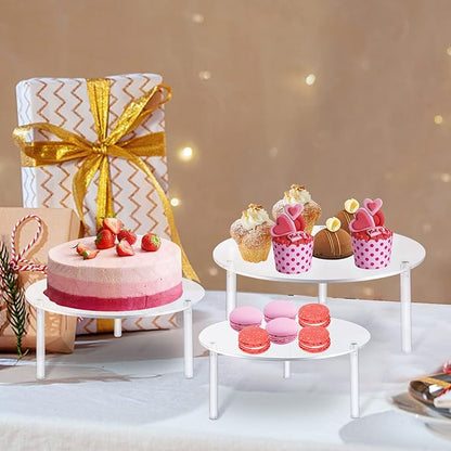 Supkiir Acrylic Cake Stand, 3Pcs Round Clear 3 Tier Cupcake Stand Cake Holder for Cupcake Dessert Cake Pizza