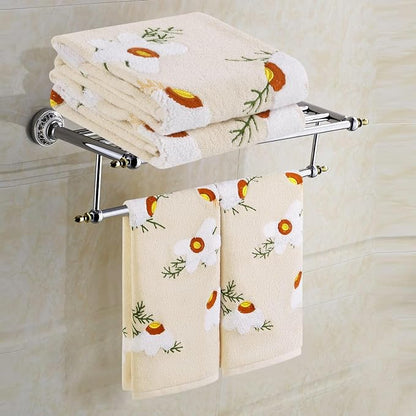 Quera 2 Pack Hand Towels Spring Summer Beige Embroidered Flower Daisy Farmhouse Boho Cotton Bathroom Decorative Towels Set for Bath Kitchen Home Decor Gifts, 13.7'' x 29.5''