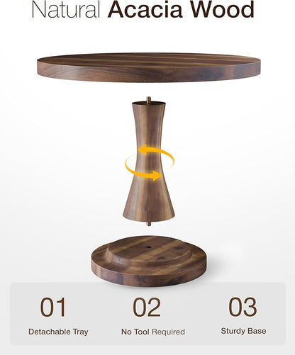 Tidita Set of 3 Acacia Wooden Cake Stand - 3PCS Wedding Cake Stand (8"/10"/12" Plate), Outdoor Wood Pedestal Stand for Parties, Restaurants, Birthday - Decorating Cake, Dessert Display (Walnut color)