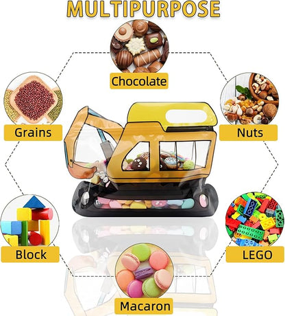 30 Pack Goodie Gift Bags Cartoon Excavator Car Candy Treat Bag Small Plastic Ziplock Seal Bags with Handle Resealable Packaging For Food Storage Birthday Baby Shower Party Favor(Excavator)