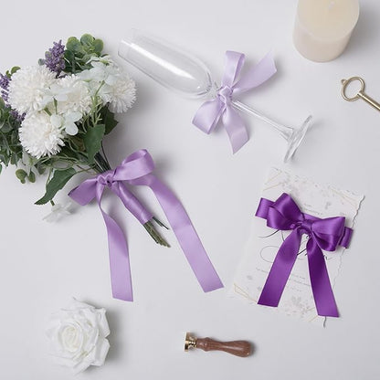 QIANF Purple Double Face Satin Ribbon 1 Inch x 45 Yards Lavender Fabric Ribbon for Gift Wrapping, Flower Bouquets, Hair Bows Making, Wedding Decoration, Invitation Cards, Christmas (3 Rolls *15Yd)