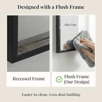 40"x30" Black Bathroom Mirror for Wall, Shatterproof Tempered Glass, Rectangle Narrow Frame Large Vanity Mirror, H/V Wall-Mounted