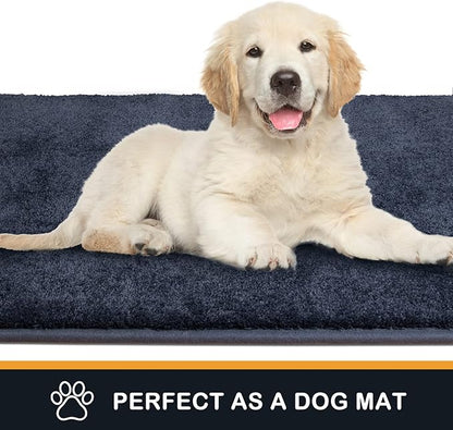 PURRUGS Dirt Trapping Door Mat 34" x 59", Non-Slip Machine Washable Entry Rug, Shoe Scraper, Dog Doormat, Super Absorbent Welcome Mat for Front & Back Door, Muddy Shoes & Paws, Navy Blue