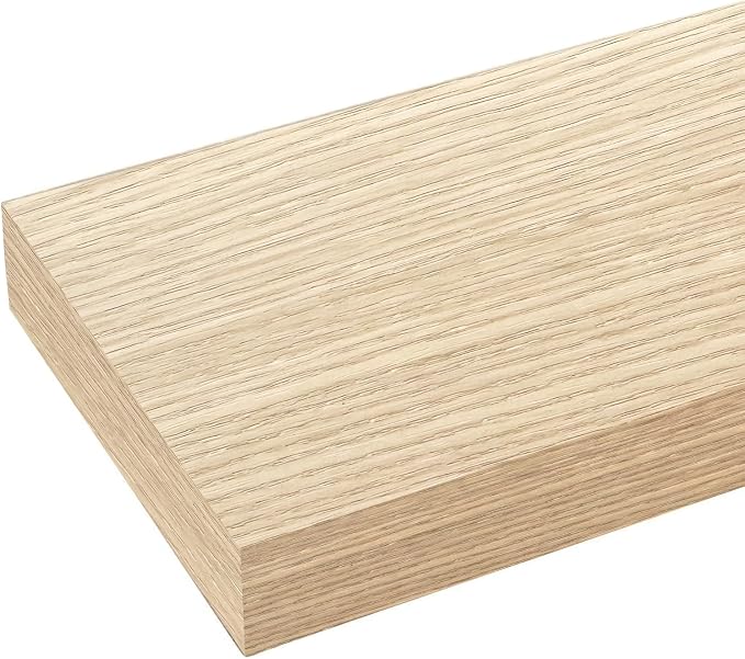 Oak Floating Shelves for Wall Set of 3, 11.8 Inch Small Wood Wall Shelves for Bathroom Over Toilet, Kitchen & Bedroom Storage, Wall Mounted Shelves for Spice Jars, Plants & Decor