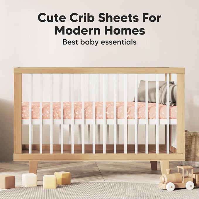 KeaBabies 2-Pack Baby Crib Sheets for Boys, Girls - 52x28 Viscose Derived from Bamboo Toddler Bed Sheets Neutral, Fitted Crib Mattress Cover for Standard Baby Bedding, Soft & Cozy (Butterflies)