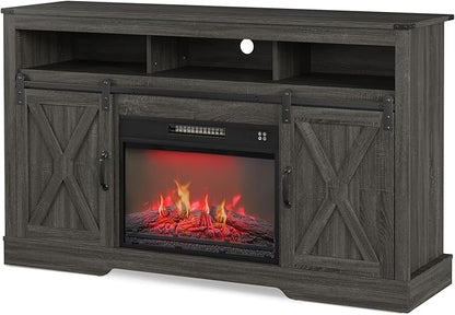 RoyalCraft Fireplace TV Stand for 65+ Inch TV, Rustic Media Console