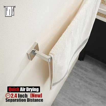 JQK Polished Towel Bar, Rounded Edges 18.41 Inch Towel Rack, 304 Stainless Steel Bathroom Wall Mount, Useable Length 16 Inch, TB250L16-CH