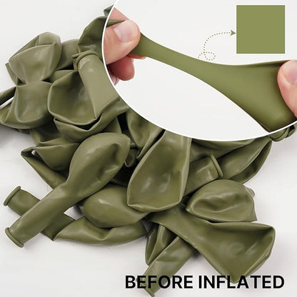 PartyWoo Sage Green Balloons 85pcs Different Sizes of 18 12 10 5 Inch Olive Boho Green Latex Balloon Arch Kit for Wedding Birthday Dinosaur Jungle Golf Football Theme Party Decorations Green-F11