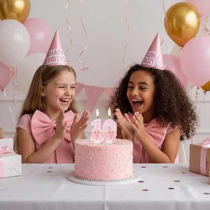 Number 10 Birthday Candle, Pink Bow Birthday Candles, Glitter Candle Cake Topper, Happy Birthday Cake Decoration Gifts, Anniversary Party Supplies for Girl