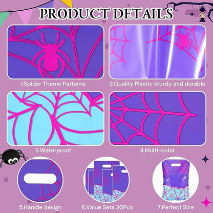 Eccliy 30 Pcs Spider Birthday Party Favors Bags Cartoon Spiderweb Gift Candy Gift Bags for Spider Theme Party Decorations Supplies