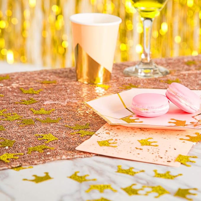 MOWO Gold Crown Confetti Table Decor and Party Wedding Event Decor, Gold Glitter, 200 Count