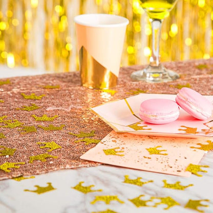 MOWO Gold Crown Confetti Table Decor and Party Wedding Event Decor, Gold Glitter, 200 Count