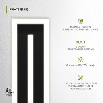 ASD LED 72" Long Wall Mount Light Fixture, Outdoor & Indoor Linear Sconce | 3CCT, Dimmable, Waterproof, Anti-Rust, ETL Listed | 40W 2330LM 3000-5000K 100-277V | Exterior Porch Lighting | Black