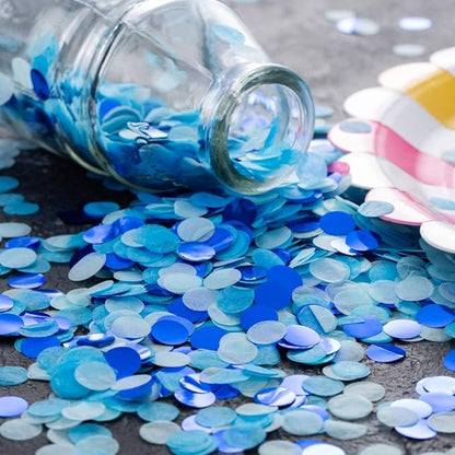 Tissue Confetti Circle Dots for Table Wedding Birthday Party Decoration, 1cm in Diameter (Navy, Turquoise, Light Blue, 60 Grams)