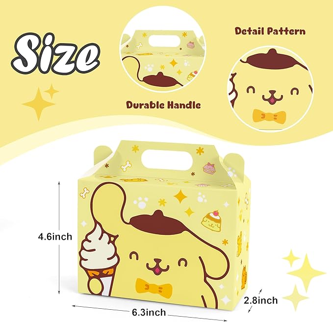 Zoomiin 24PCS Cute Party Favor Treat Boxes, Cartoon Theme Candy Boxes Goodie Gift Boxes with 12 Styles Pattern Birthday Party Supplies Decorations