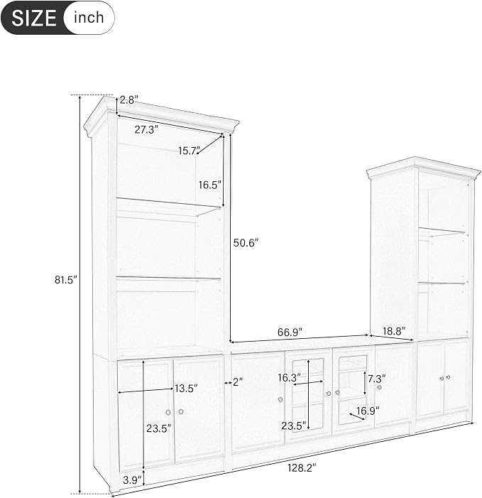 128.2" W Entertainment Center