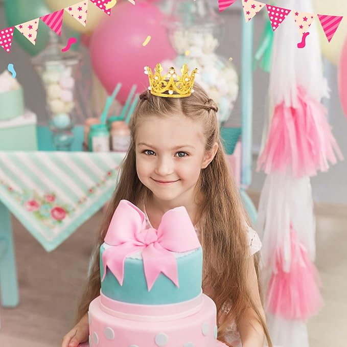 30 Pcs Crowns for Flower Bouquets, Gold Crown Cake Topper, Mini Crown for Flower Bouquet, Pearl Tiara Princess Gold Crown for Wedding Baby Shower Birthday Girl Lady Bridal Party Cake Decor 3 Style