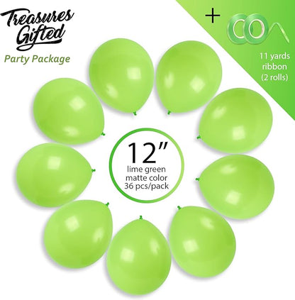 Treasures Gifted Lime Green Balloons Pack of 100 - Light Green Balloons - Latex Party Decorations - Neon Apple Green 12 Inch Matte