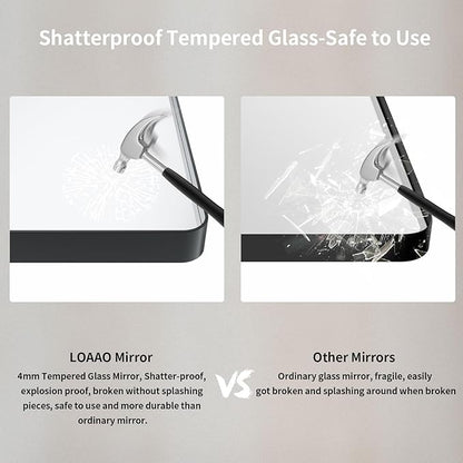 LOAAO 40X36 Inch Black Metal Framed Bathroom Mirror for Wall, Matte Black Bathroom Vanity Mirror Farmhouse, Anti-Rust, Tempered Glass, Hangs Horizontally or Vertically