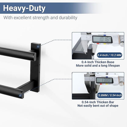 SAYAYO Double Towel Bar for Bathroom, 24 Inch Matte Black Bath Towel Rack Towel Holder Wall Mounted, SUS304 Stainless Steel