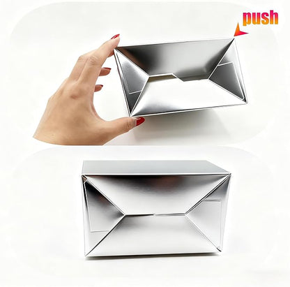 XAGLVV 24 Pack Silver Paper Gable Boxes with Handles, Treat Goodie Party Favor Gift Box for Wedding, Birthday, Baby Shower, Graduation