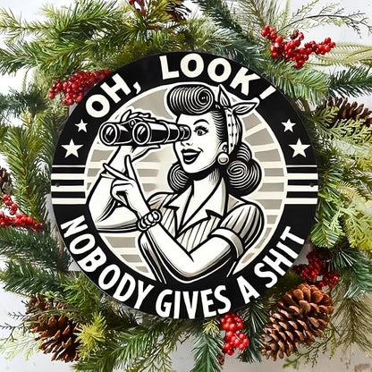1pc Humorous Quote Round Iron Sign, 8x8 Inch "Nobody Gives a Shit" Wall Art, Decorative Metal Plaque for Home, Garage, Street, Backyard, Club, Bar, Cafe - Gift Idea