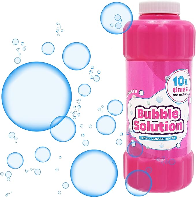 Pink 16oz Concentrated Bubble Solution 20-Pack, Refills up to 1.25 Gallons, Non-Toxic Concentrated Solution for Bubble Machines, Giant Bubble Wands, Bubble Gun and Blowers