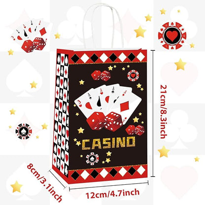 gisgfim 16 Pcs Casino Party Favor Bags Las Vegas Birthday Party Candy Treat Paper Bags Party Gifts Casino Night Poker Events Party Supplies Decorations