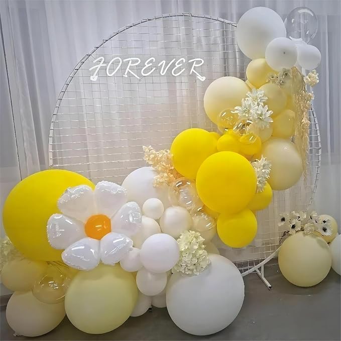 130pcs White and Yellow Balloons Garland Arch Kit, 18 12 10 5 Inch Different Sizes Pack Latex Balloon for Wedding Baby Shower Birthday Christmas Party Garland Decoration