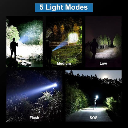MILAOSHU Rechargeable Flashlights 90,000 High Lumens - 2 Pack, Super Bright LED Flash Light with 5 Modes, 12 Hour Brightest Waterproof Handheld Flashlight for Home, Camping