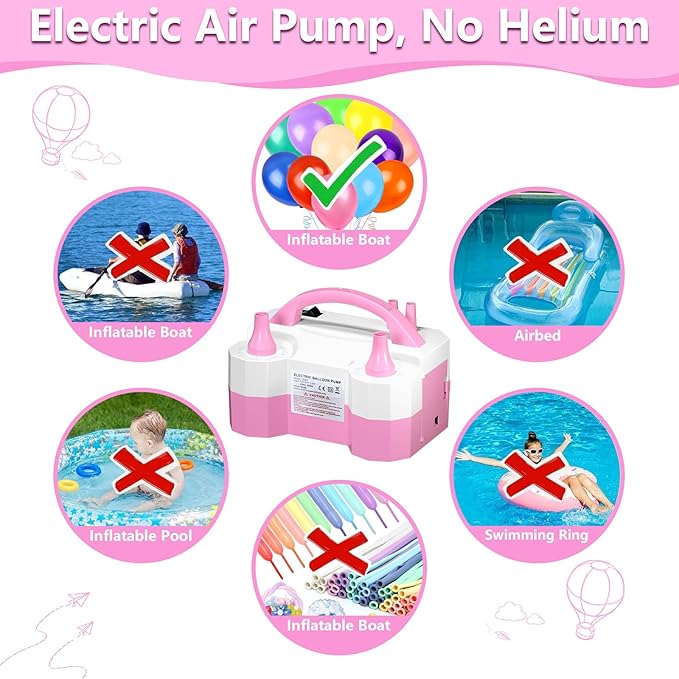 SINBEE Balloon Pump Electric Party Decorations - Electric Balloon Pump for Balloon Arch Kit, Portable Dual Nozzle Balloon Inflator