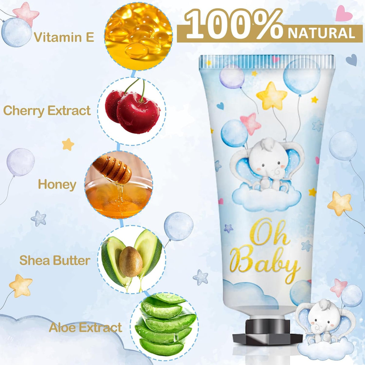 60 Sets Baby Shower Hand Cream, Boy Baby Shower Party Favors Gifts for Guests Bridal Shower, Wedding Hand Cream Gifts,Travel Size Hand Lotion Bulk for Wedding, Baby Shower Thank You Gifts (Elephant)