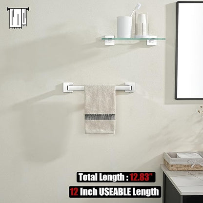 JQK Polished Towel Bar, Rounded Edges 18.41 Inch Towel Rack, 304 Stainless Steel Bathroom Wall Mount, Useable Length 16 Inch, TB250L16-CH