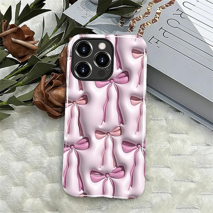 for iPhone 13 Pro Max Case,HL2 Abstract Ribbons Bows Hybrid 2 Layer Hard Shell Silicone Protective Pattern Design Case