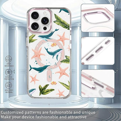 Case for iPhone 15 Pro Max,[Compatible with MagSafe],Sealife Whale Ocean Wildlife Clear Phone Case Design，for Women Girls Magnetic Clear Cover - Slim, Sleek, & Shockproof Protection